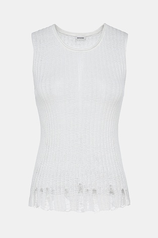 Топ без рукавов с рваным эффектом, белый 