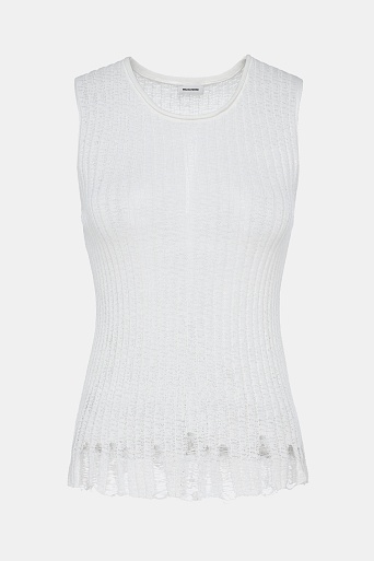 Топ без рукавов с рваным эффектом, белый 