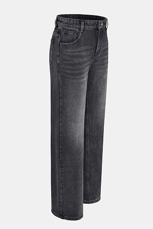 Свободные джинсы с потертостями, серые