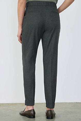 Зауженные брюки на кулиске, серый меланж