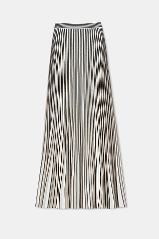 Трикотажная юбка плиссе из вискозы, белая в полоску