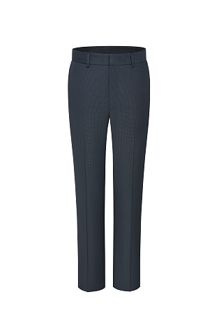 Зауженные костюмные брюки из шерсти в мелкую клетку, темно-серые ANNIKA