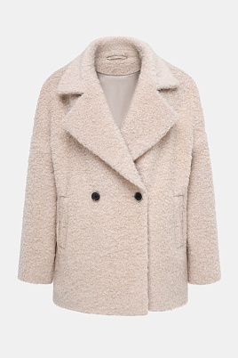 Укороченное пальто из букле, бежевое