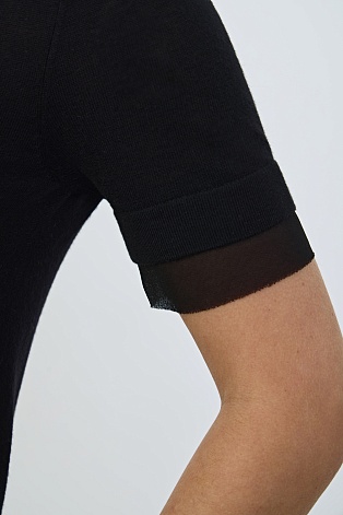 Комбинированный топ с полупрозрачными деталями, черный