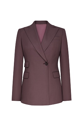 Жакет на пуговице с декоративными карманами, винный