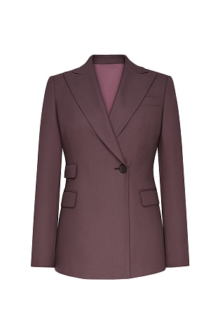Жакет на пуговице с декоративными карманами, винный