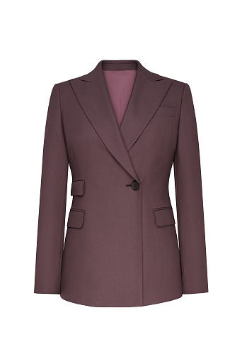Жакет на пуговице с декоративными карманами, винный