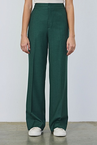 Прямые свободные брюки со стрелками, изумрудные