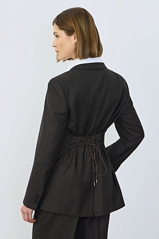 Жакет с декоративной шнуровкой на спинке, темно-серый
