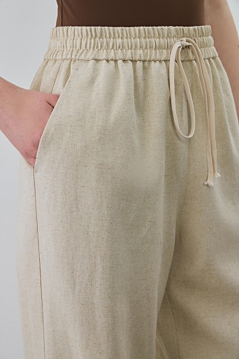 Свободные брюки на кулиске из шелка, цвет овсяное молоко