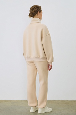 Свитшот с воротником на молнии, бежевый