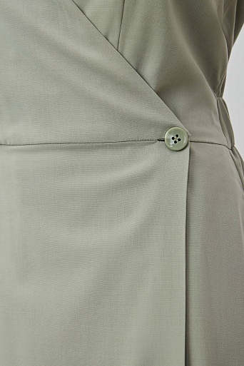 Платье с запахом без рукавов, нежно-оливковое