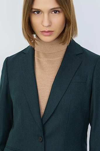 Приталенный жакет на одной пуговице, сине-зеленый