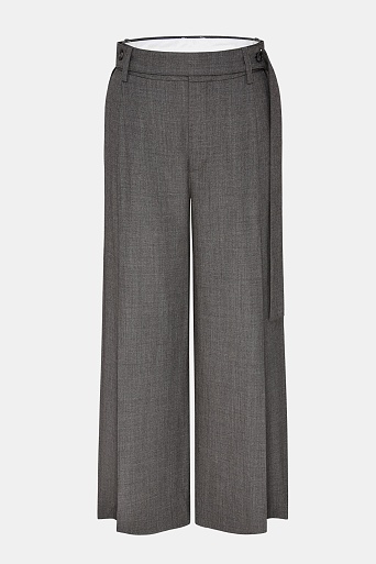 Широкие брюки с защипами из смесовой шерсти, серо-бежевые