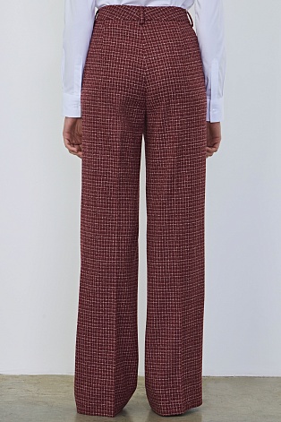 Прямые свободные брюки в белую клетку, кирпичные ELEANOR