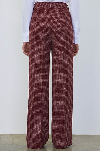 Прямые свободные брюки в белую клетку, кирпичные ELEANOR
