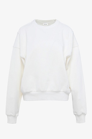 Свитшот из хлопка с текстурными вставками, белый