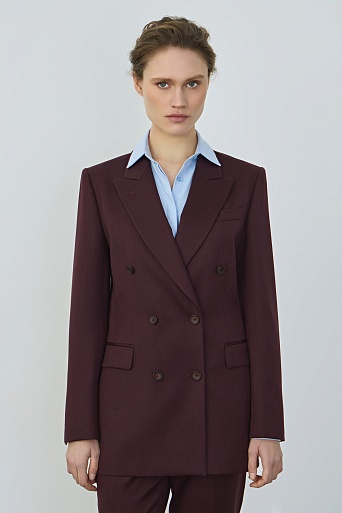 Двубортный жакет из шерсти, винный
