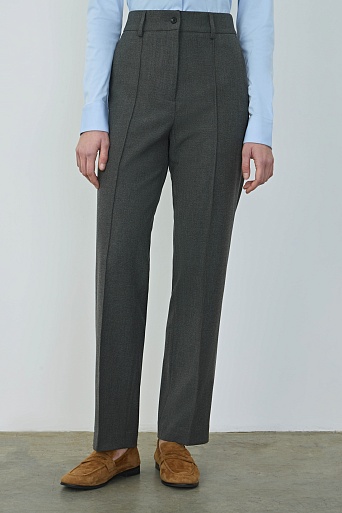 Зауженные брюки, серый меланж