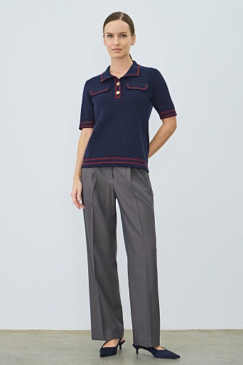 Футболка-поло с контрастной отделкой