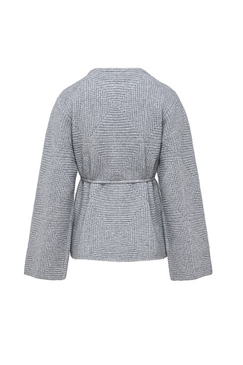 Вязаный кардиган с поясом, серый