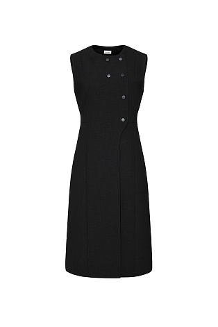 Приталенное платье с ассиметричной застежкой, черное