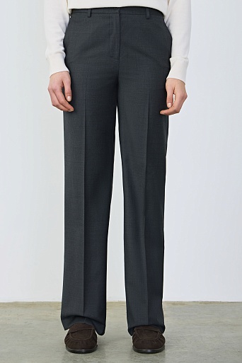 Прямые брюки из шерсти, серые 