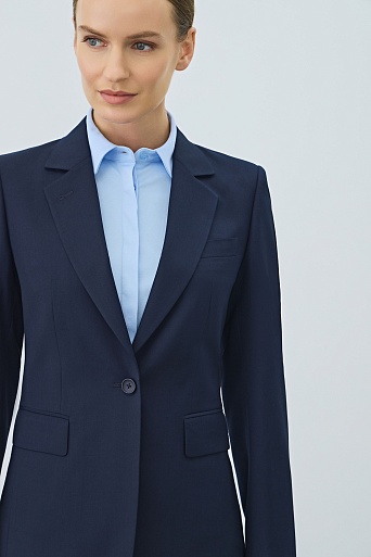 Костюмный жакет на одной пуговице, темно-синий KARLA