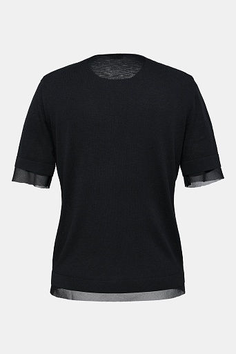 Комбинированный топ с полупрозрачными деталями, черный