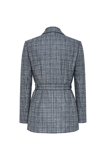 Жакет на поясе в клетку, серый