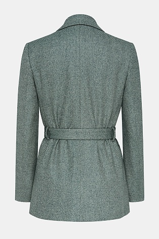 Жакет на поясе, серо-зеленый