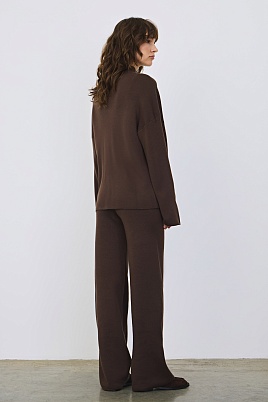 Трикотажный костюм из шерсти, шоколадный