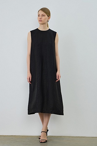 Текстурное платье из натурального шелка, черное