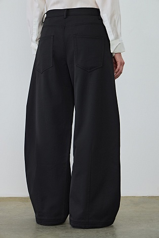 Свободные брюки с контрастным кантом, черные