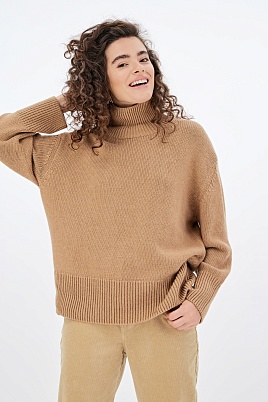Удлиненный свитер верблюжьего цвета с кашемиром