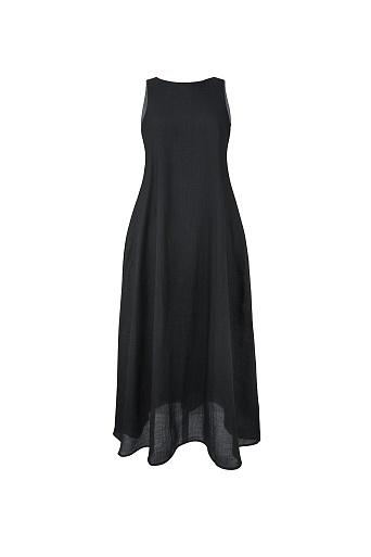 Черное платье-сарафан А-силуэта