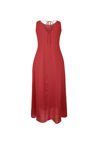 Красное платье-сарафан А-силуэта