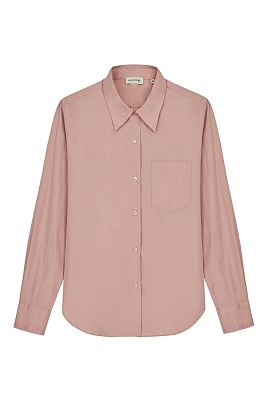 Розовая блузка рубашечного покроя