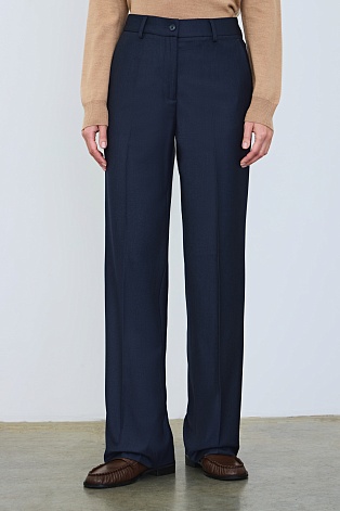 Прямые брюки со стрелками, темно-синие