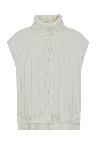 Белый удлиненный свитер без рукавов