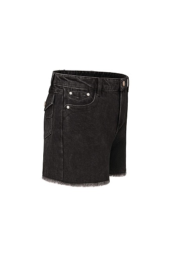 Черные джинсовые шорты с потертостями